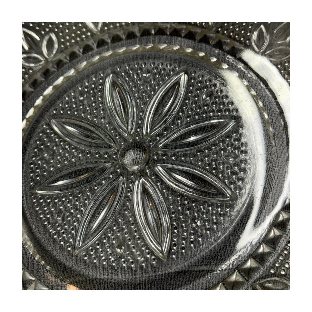 Antique EAPG Clear Pressed Glass Plate Hobnail Starburst 10 Inch - Picture 6 of 6